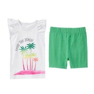 Hop N Roll 2 Pc. Flutter "Love the Beach" Top  and Bike Shorts